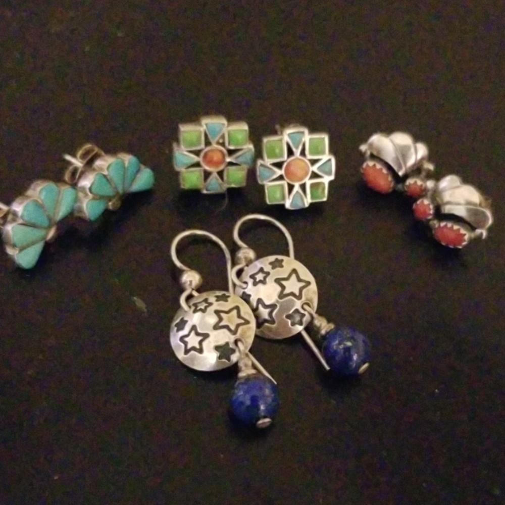 Lot of 4 sterling mineral earrings